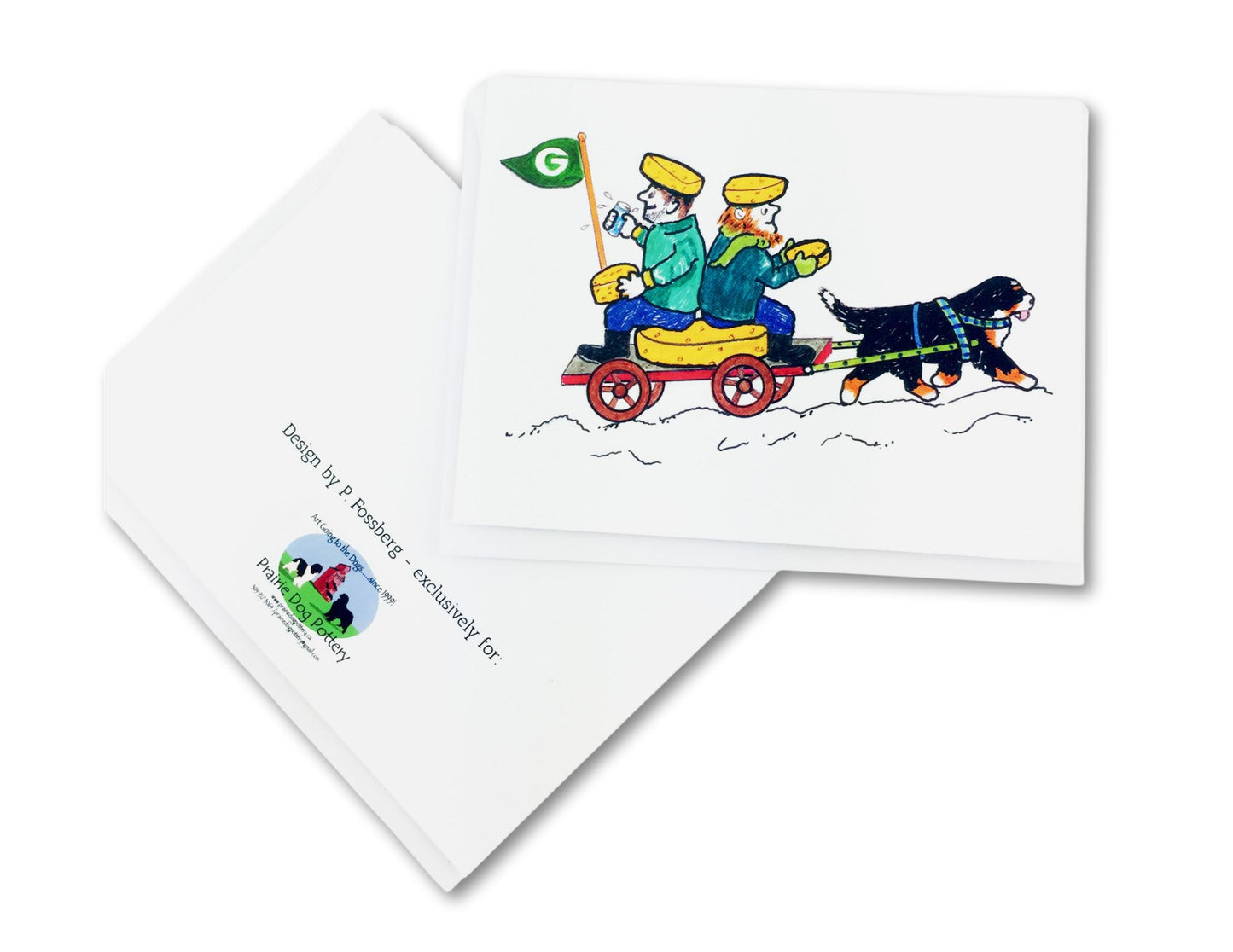 berner pulling cheeseheads on cart - greenery - funny