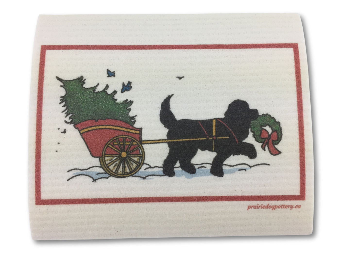 Christmas Tree Cart with Newfoundland Dog Swedish Cloth
