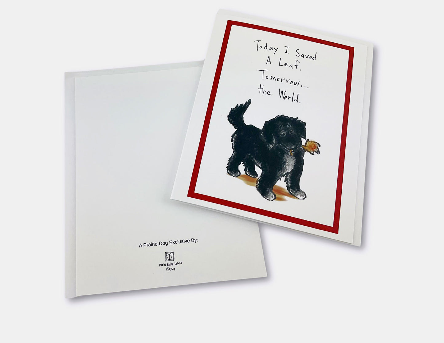 Save A Leaf - Black Newf Puppy - Notecard
