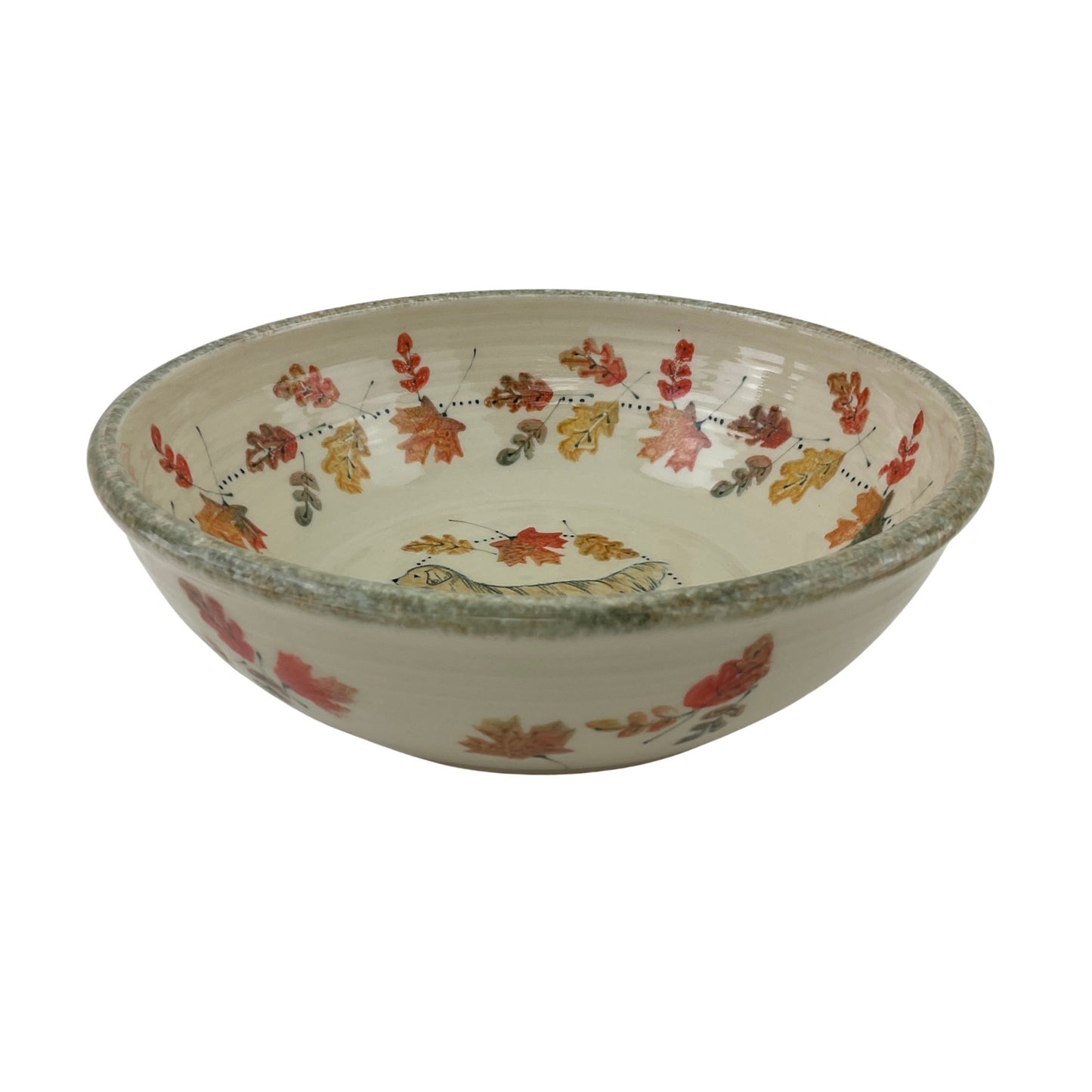 Golden Retriever & Fall Leaves Large Serving Bowl