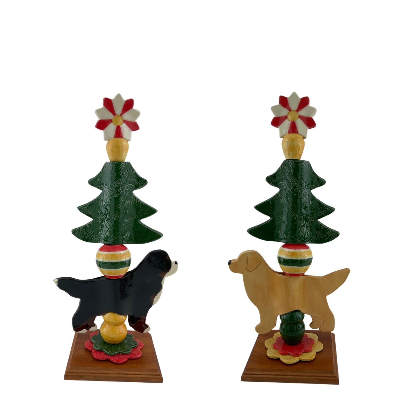 Christmas Tabletop Totem with Golden Retriever or Berner