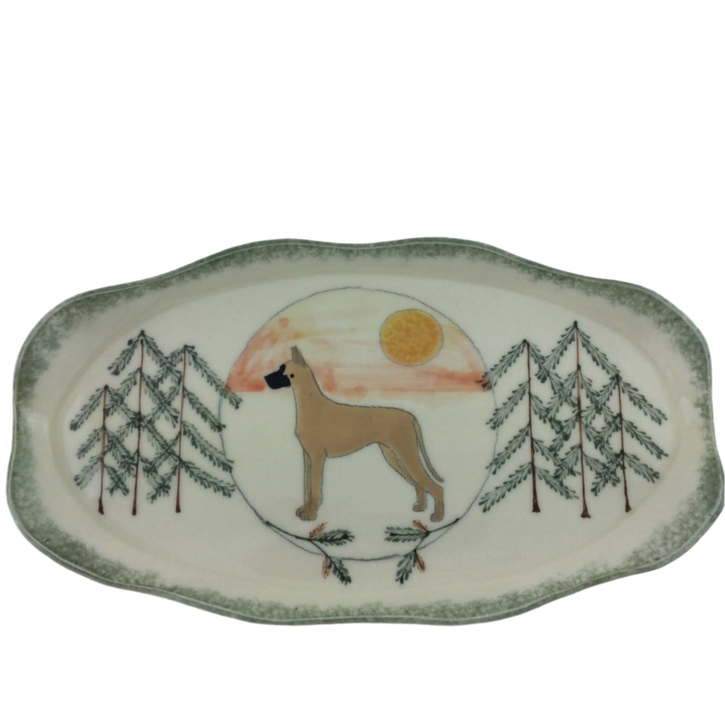 Buff Great Dane oval platter