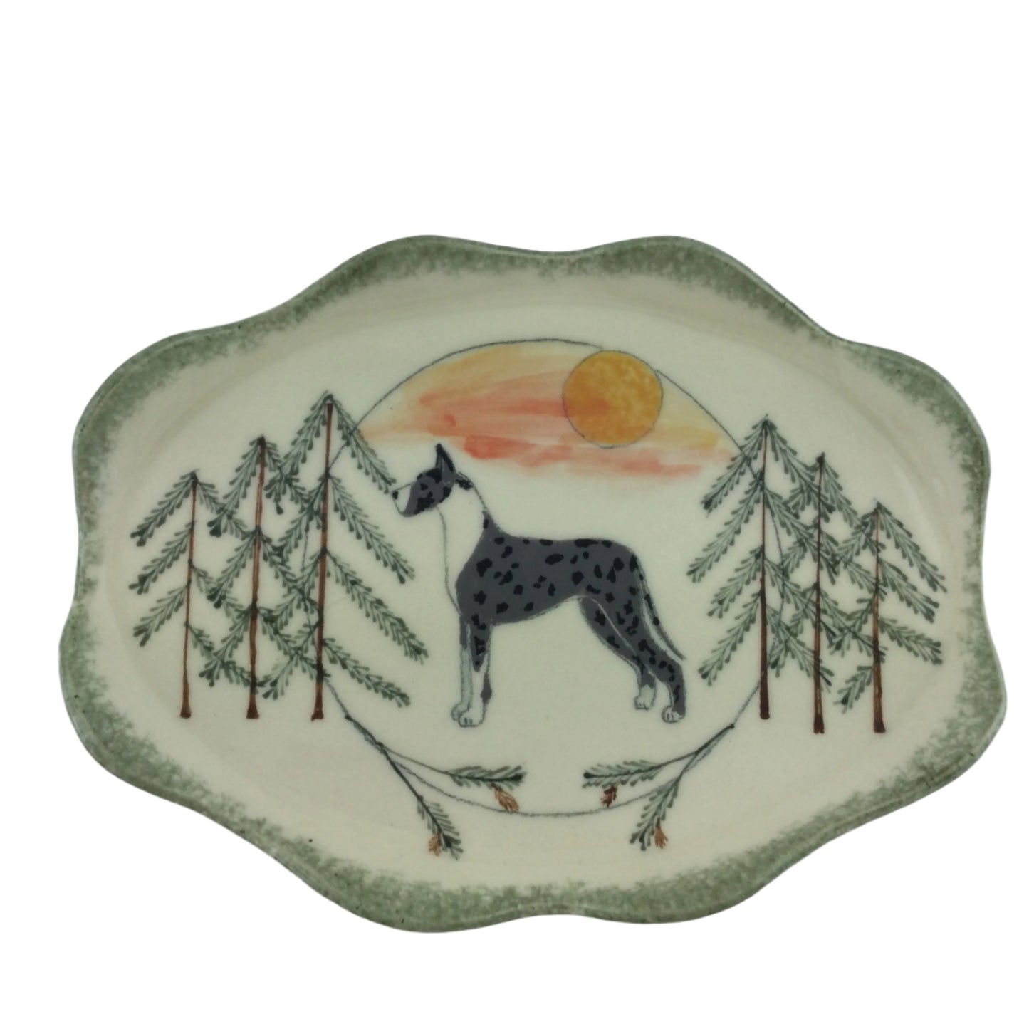 Medium Oval Plate with Merle Mantle Great Dane