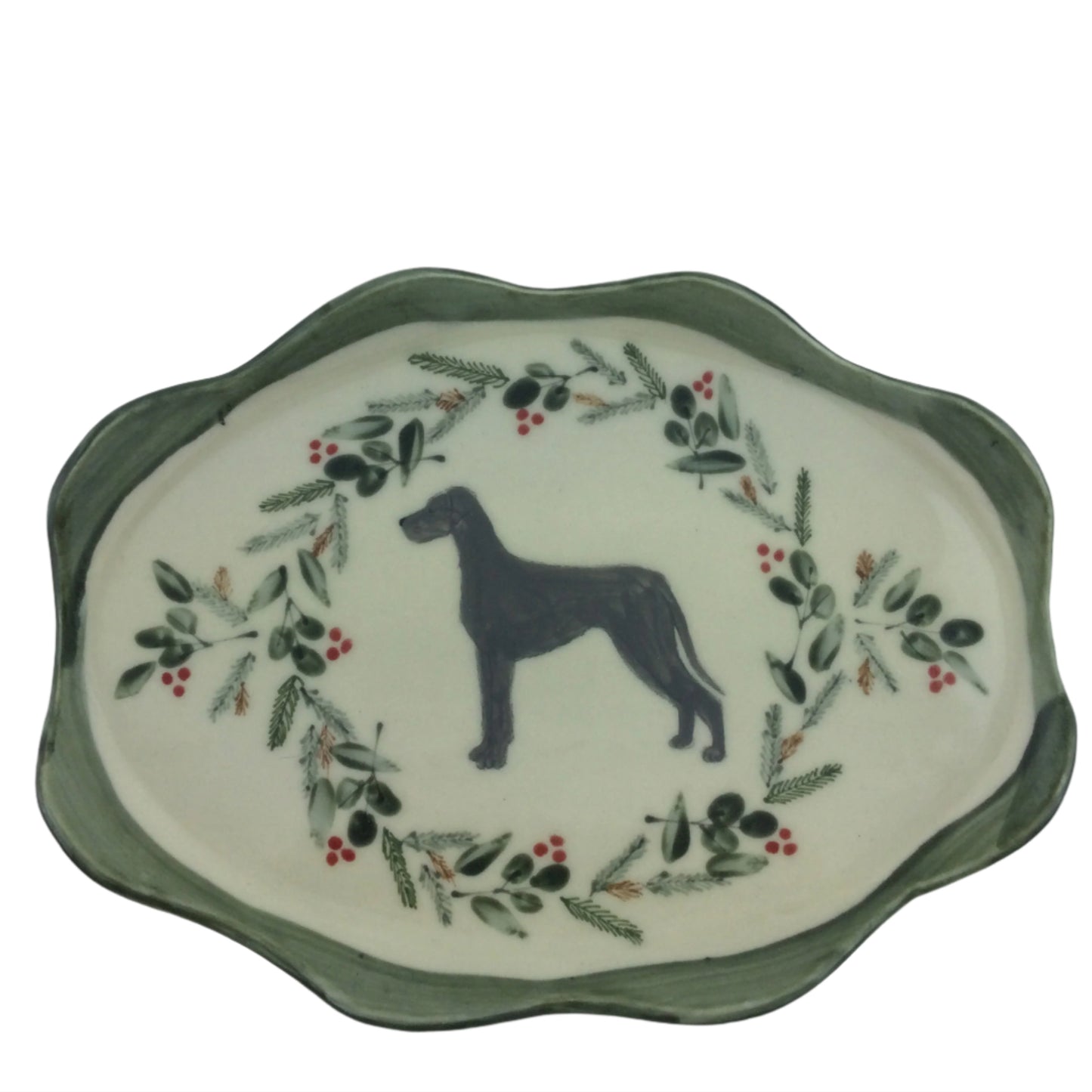 Medium Oval Plate with Great Dane