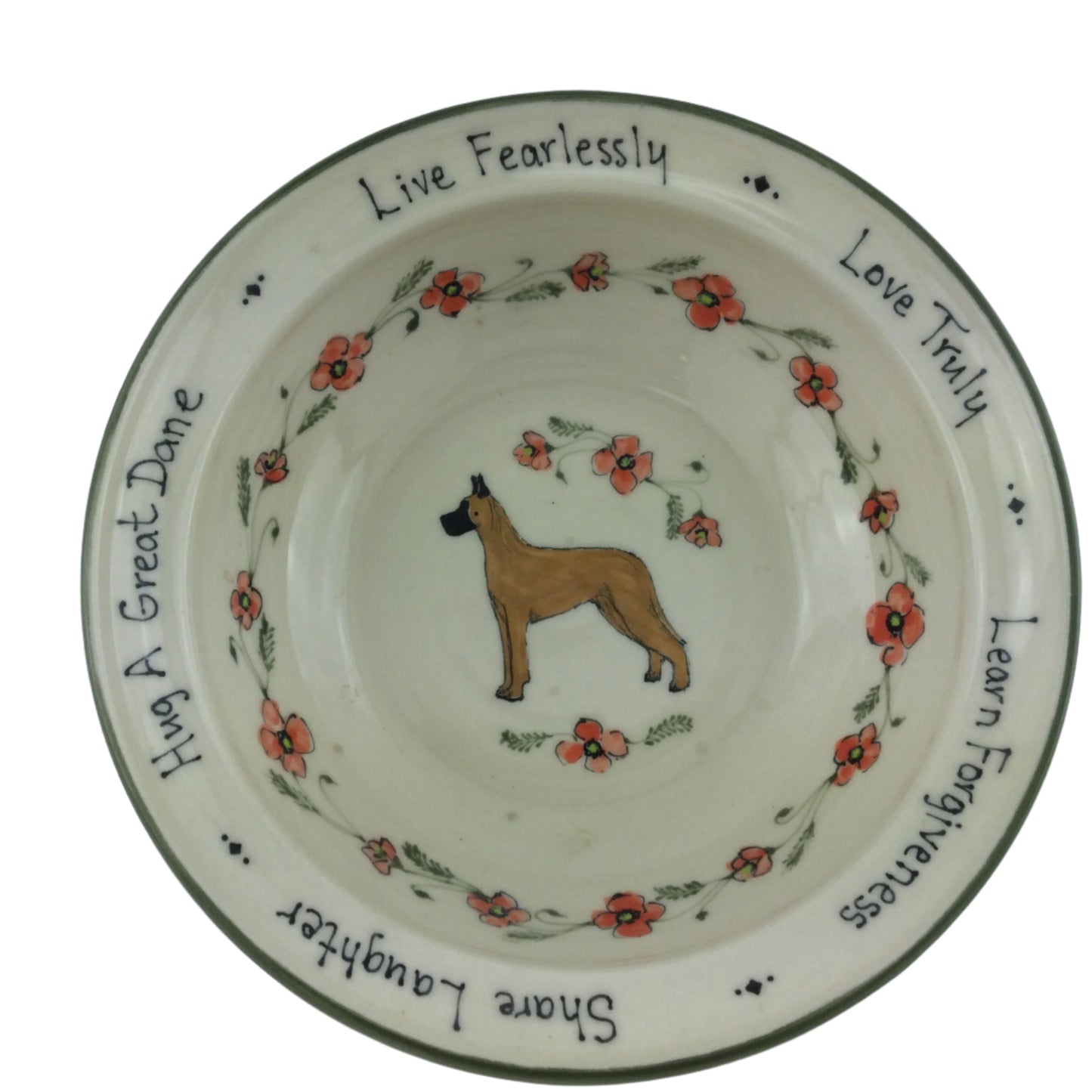 Medium "Hug" Bowl with Buff Great Dane