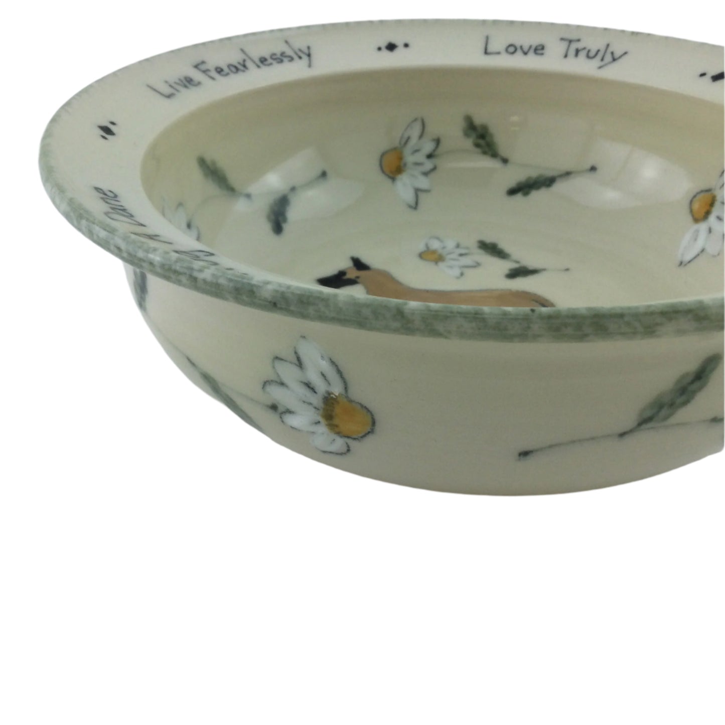 Medium Serving Bowl with Daisy Pattern and Great Dane