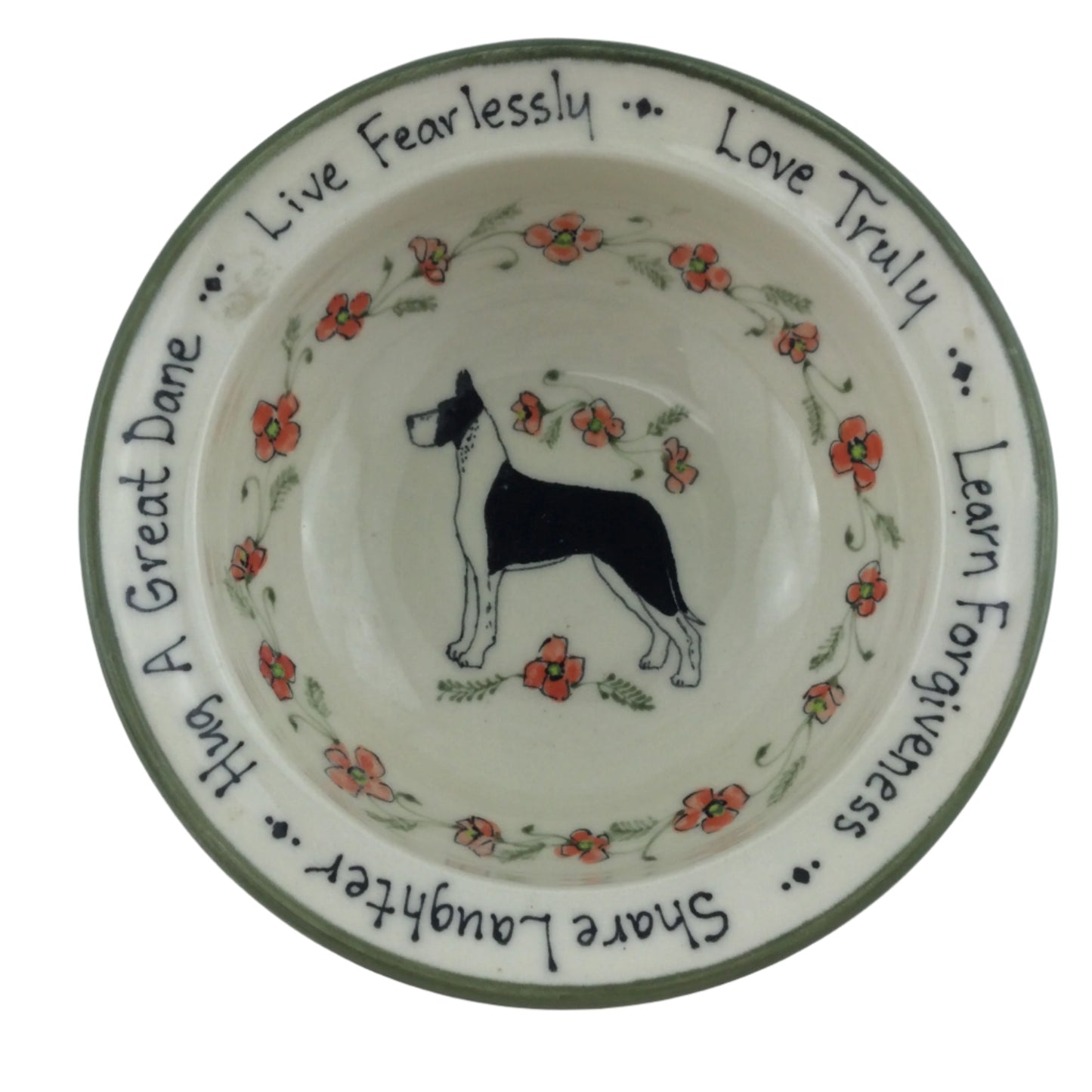 Mantle Great Dane on Small Rimmed Bowl
