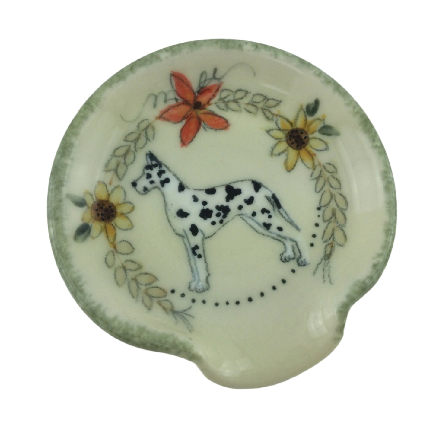 Harlequin Dane Spoon Rest with Lilies and Sunflower