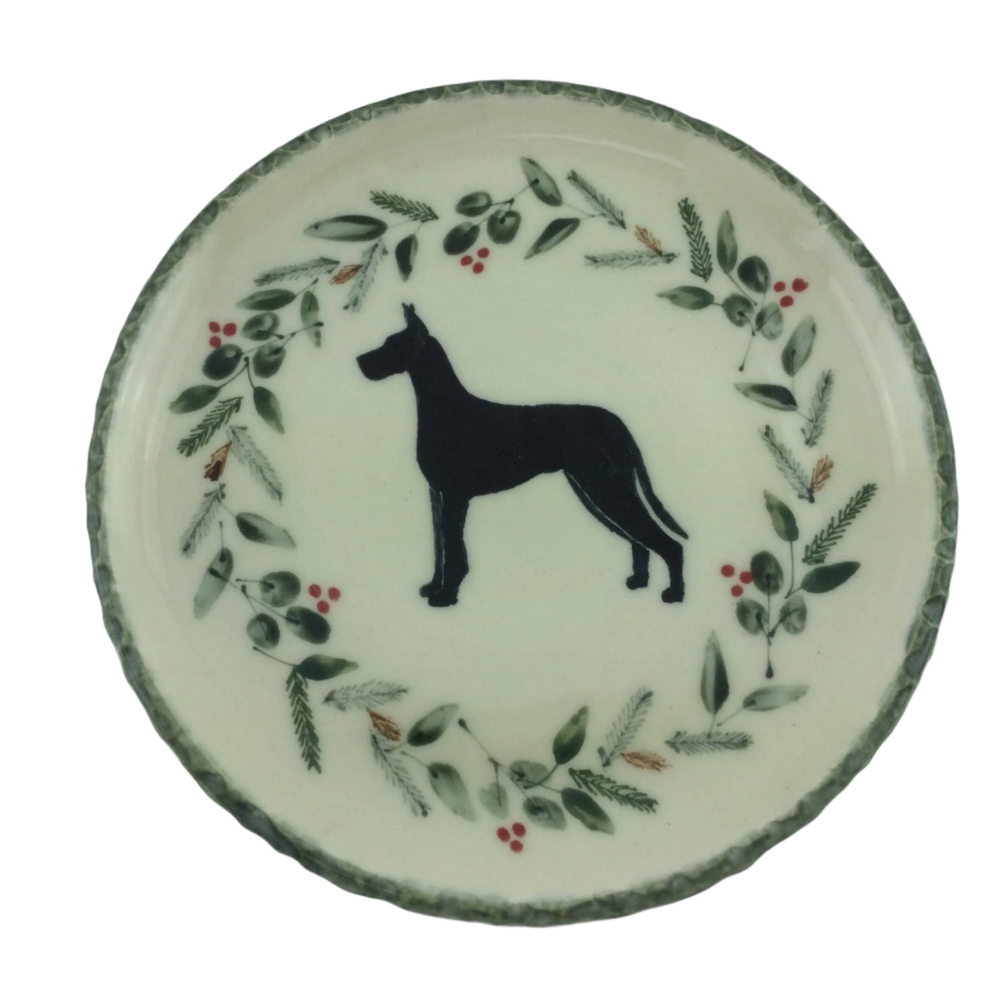 cropped black dane on plate