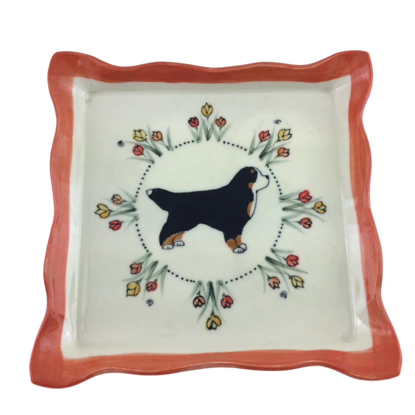 Square platter with Berner and Spring Tulips