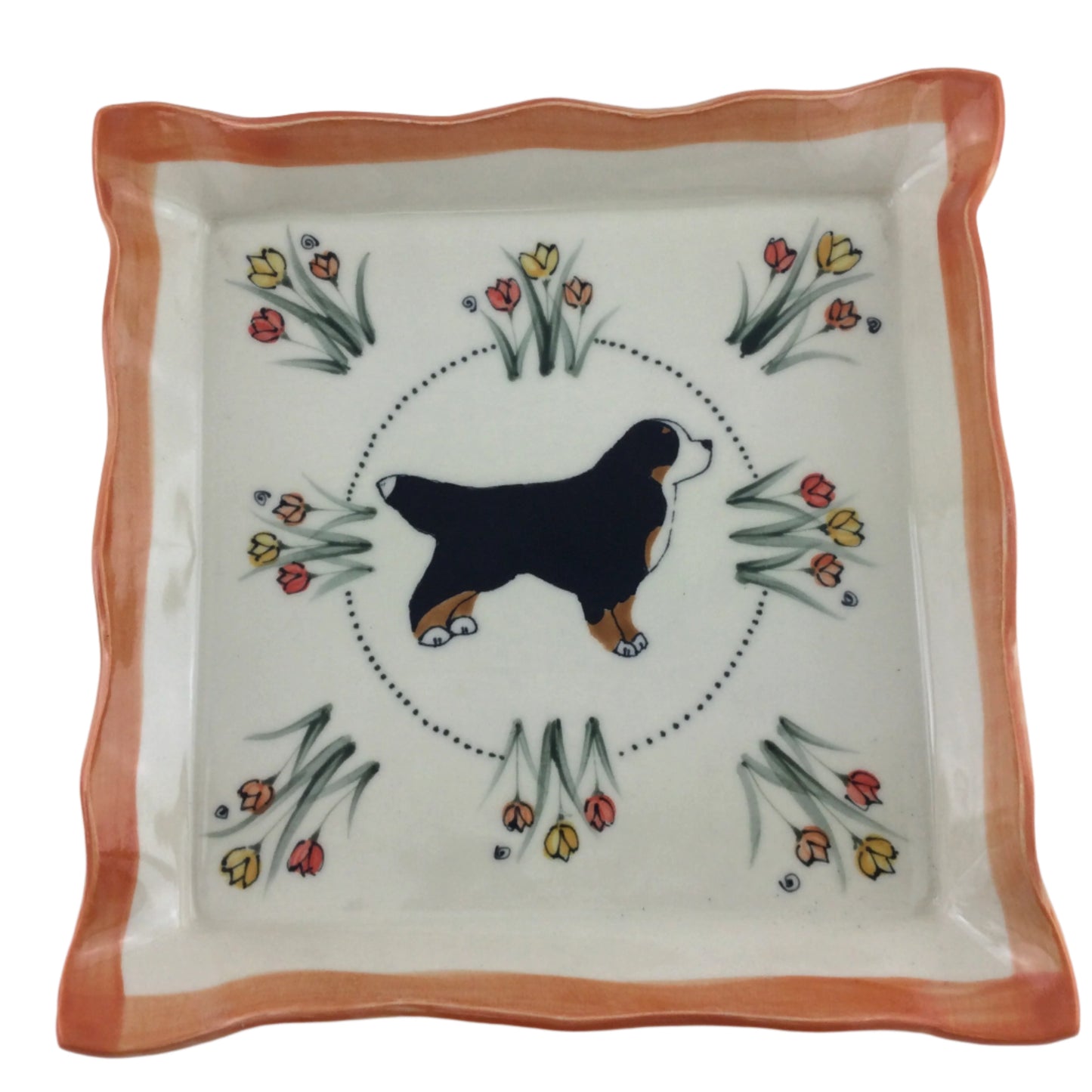 12 inch square platter with Berner and Spring Tulips