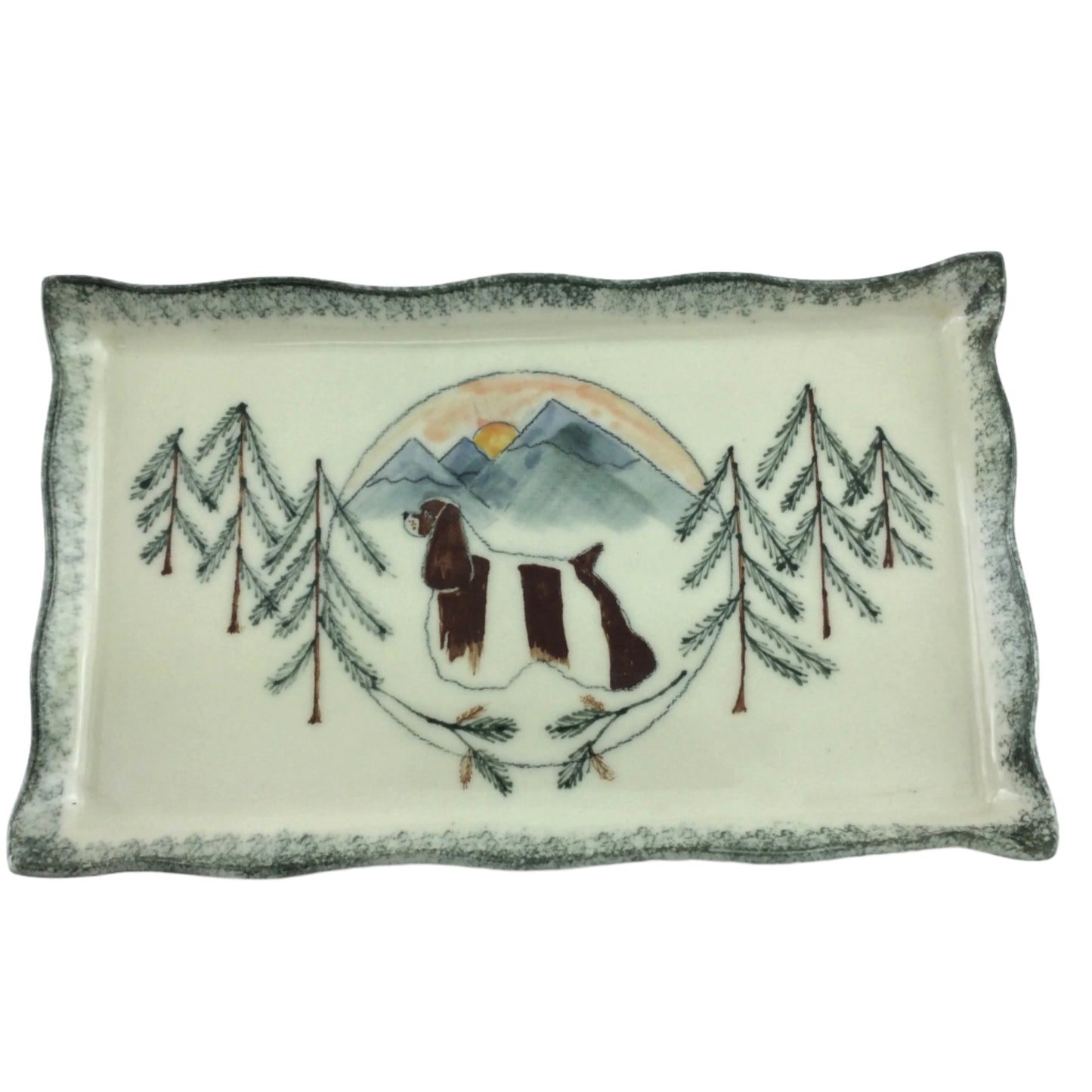Serving Platter with Cocker Spaniel in Mountain View Pattern