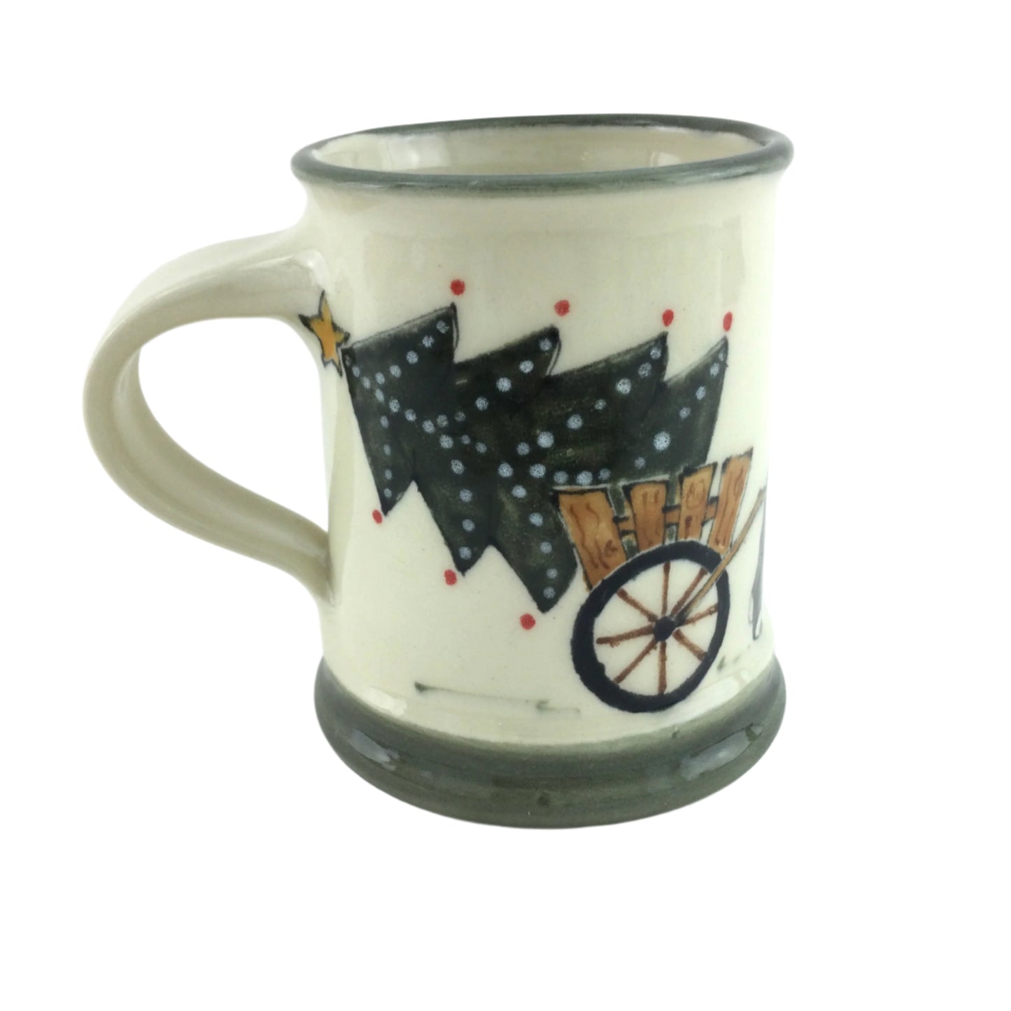 Christmas Mug with Irish Spot Pulling a Cart