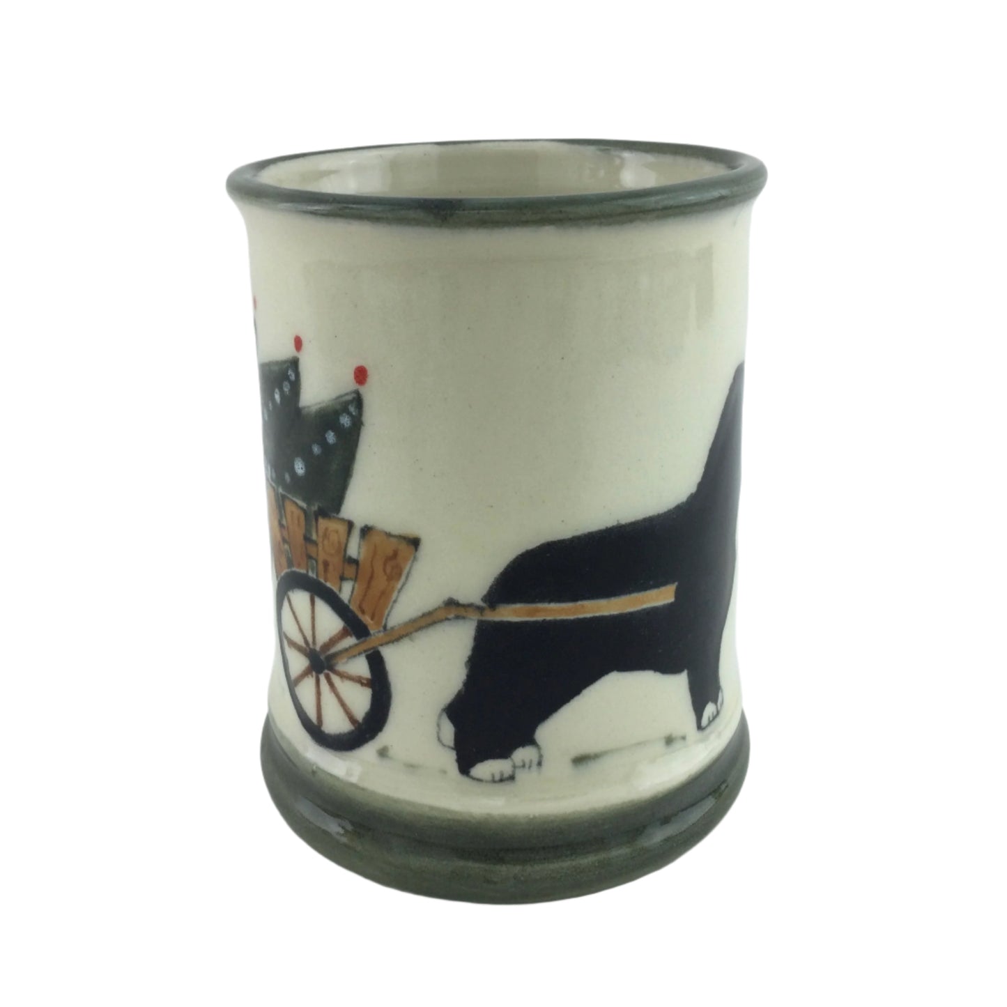 Christmas Mug with Irish Spot Pulling a Cart