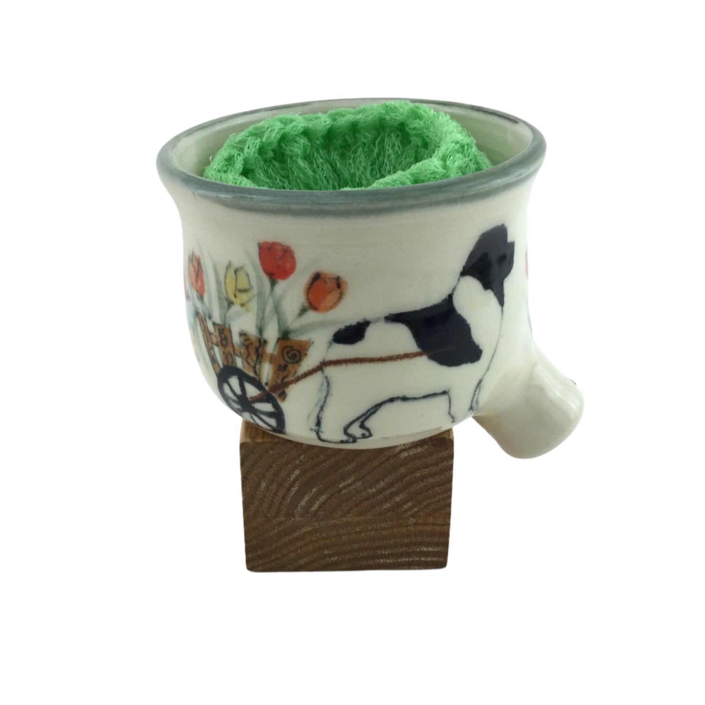 Sink Pot with Cart of Tulips and Newfoundland Dog