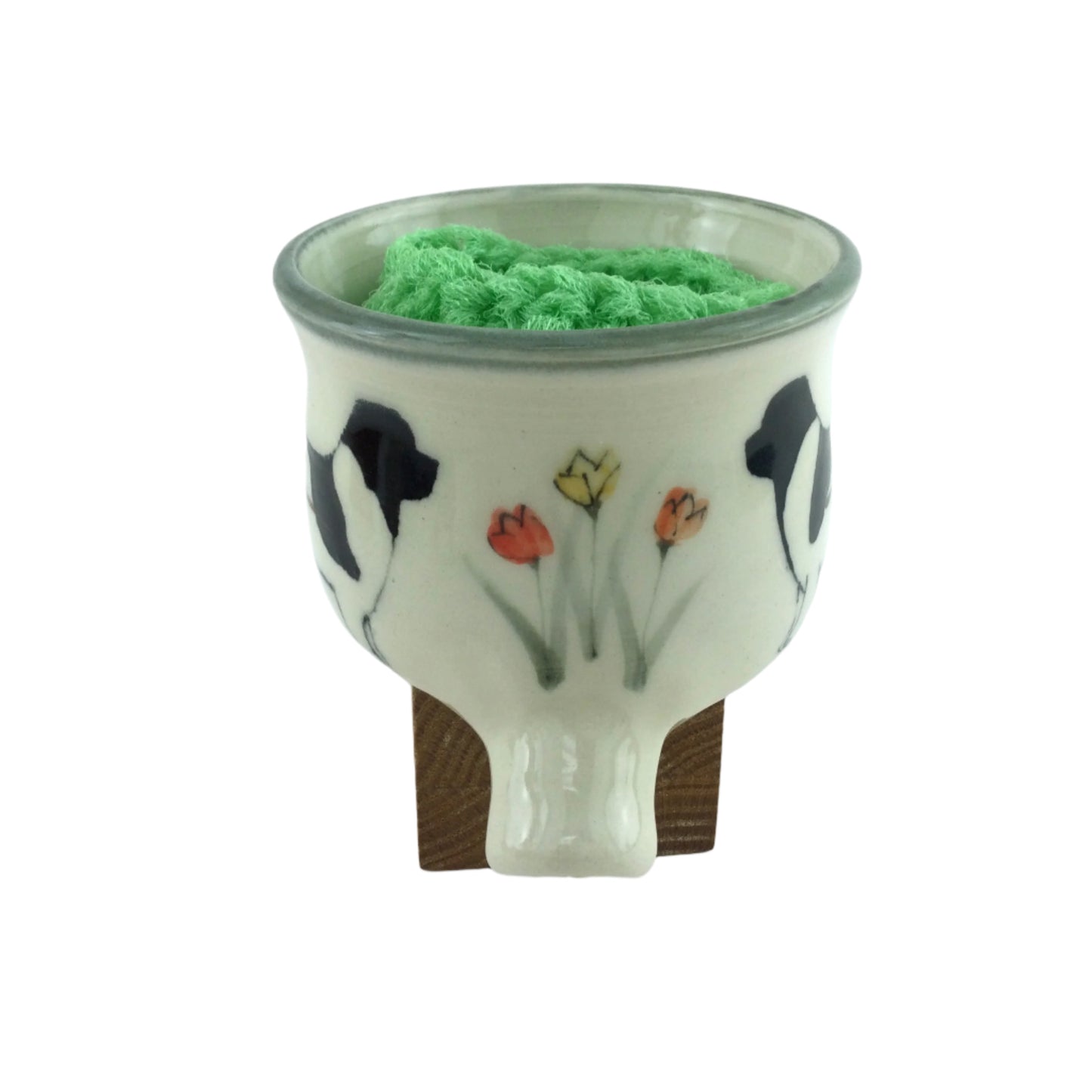 Sink Pot with Cart of Tulips and Newfoundland Dog