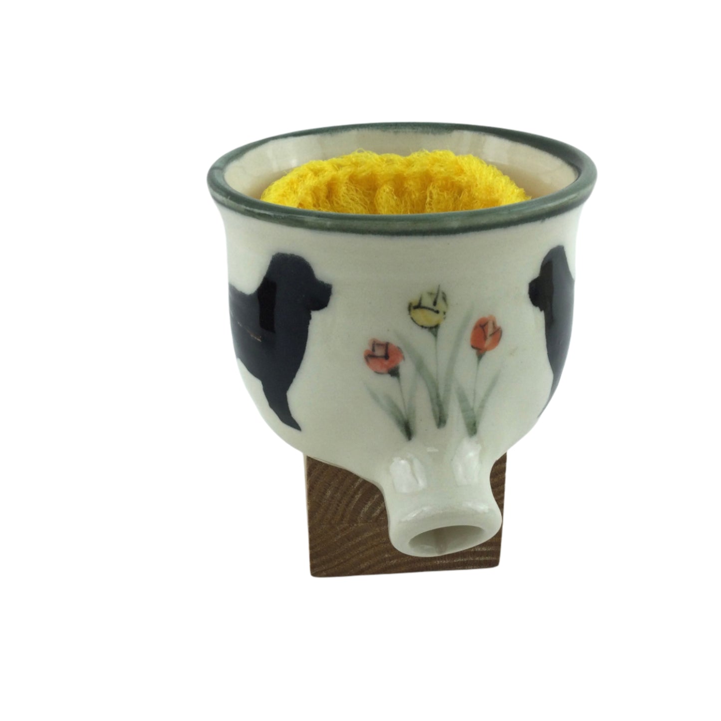 Sink Pot with Cart of Tulips and Newfoundland Dog
