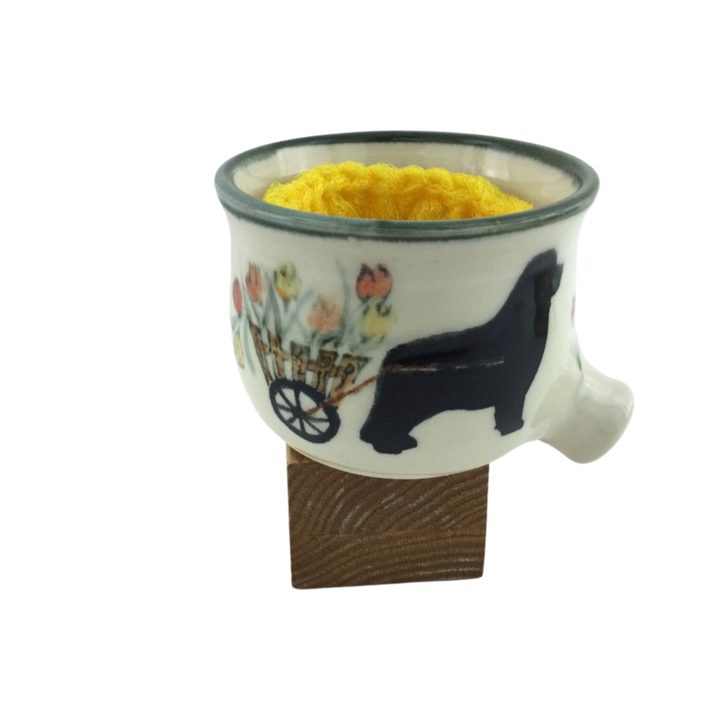 Sink Pot with Cart of Tulips and Newfoundland Dog