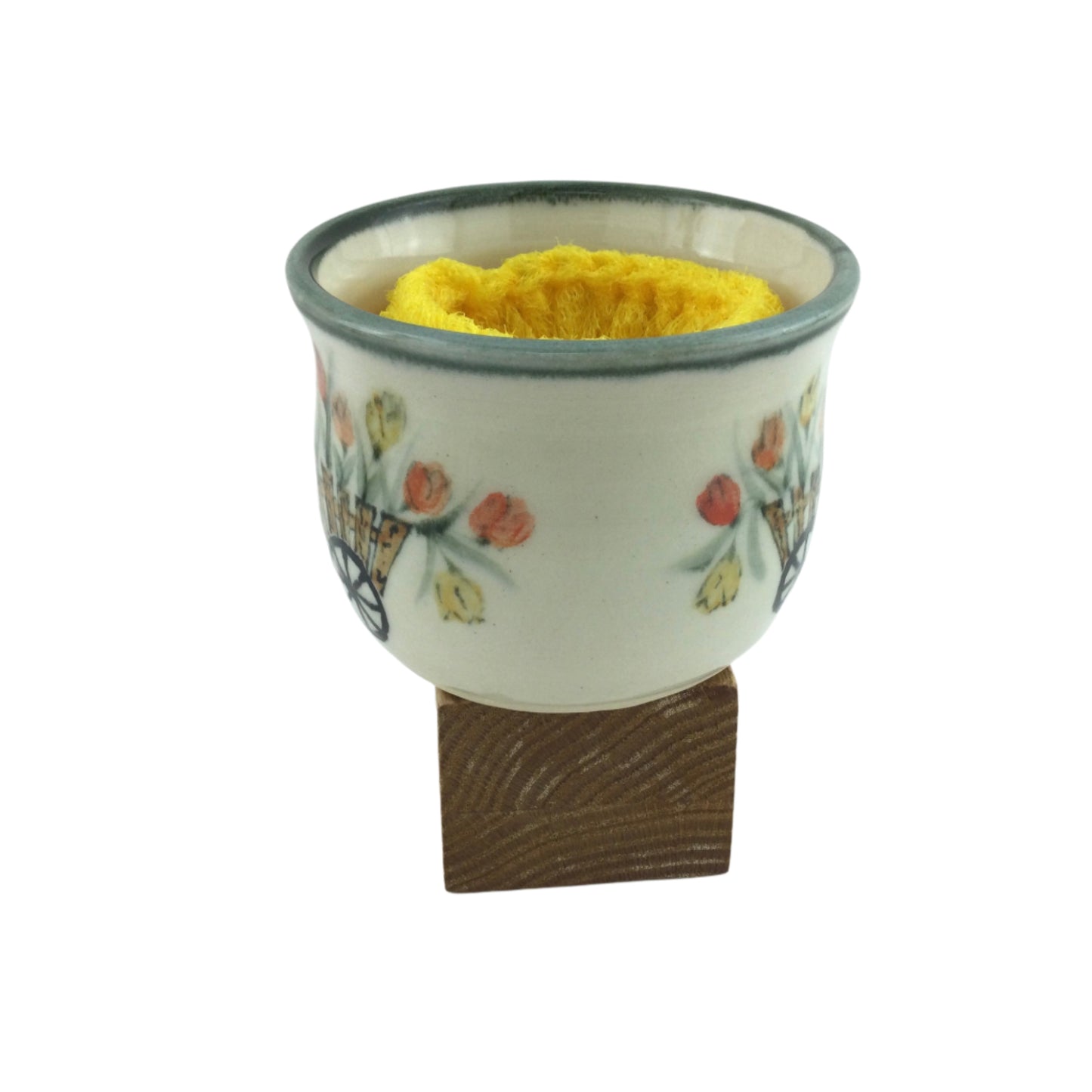 Sink Pot with Cart of Tulips and Newfoundland Dog