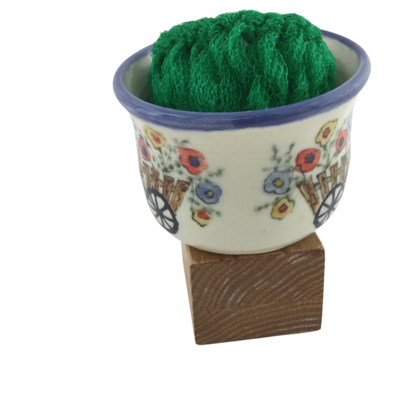 Sink Pot with Brown Newfoundland and Tri Color Flowers