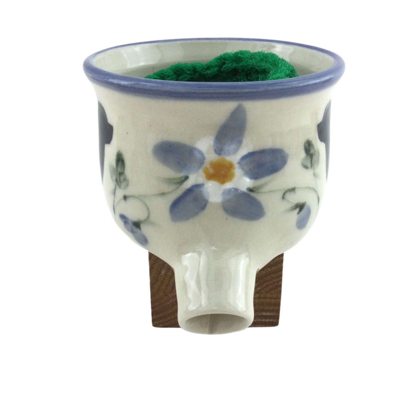 Blue Columbine and Black Newf Sink Pot