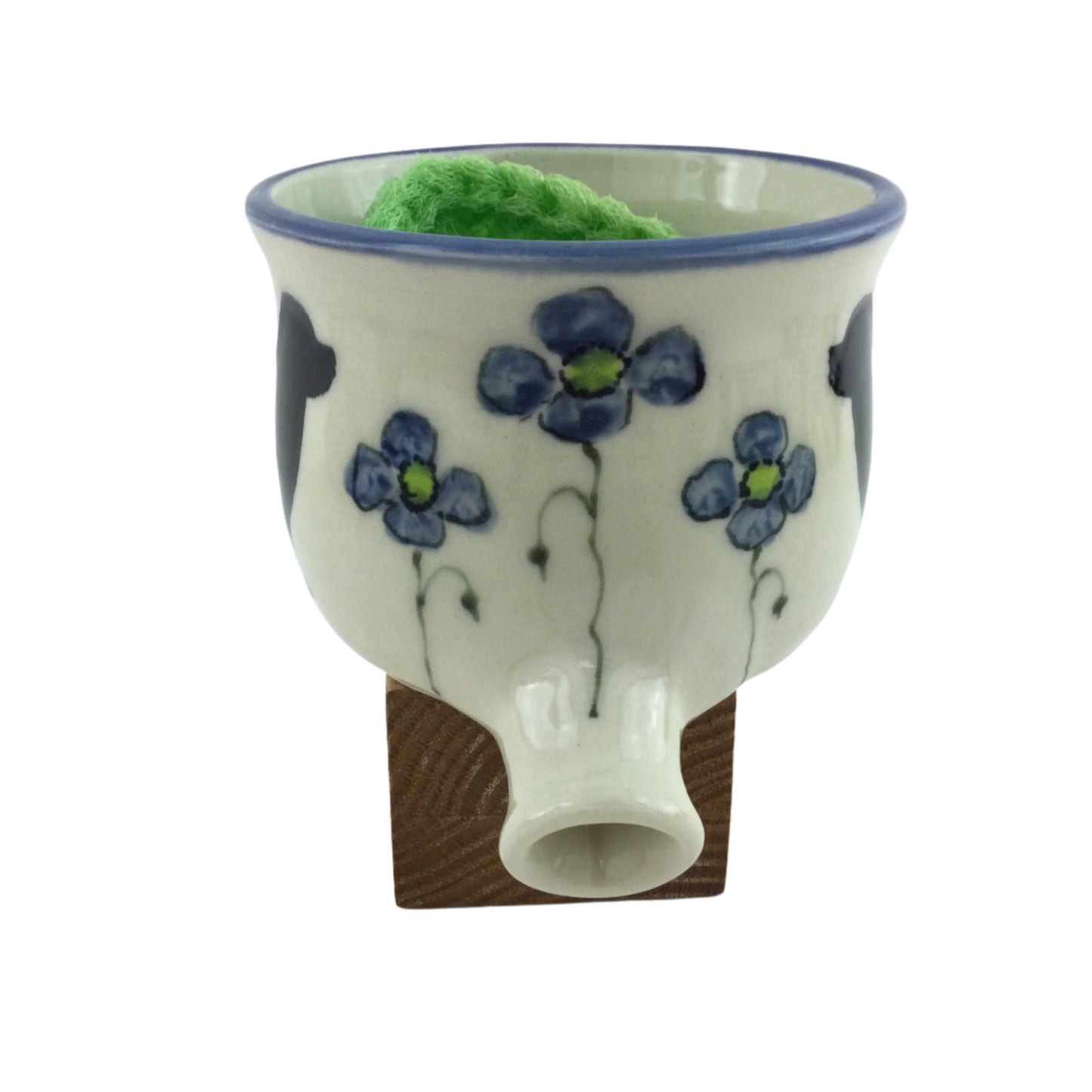 Blue Poppy Sink Pot with Black Newfoundland Dog