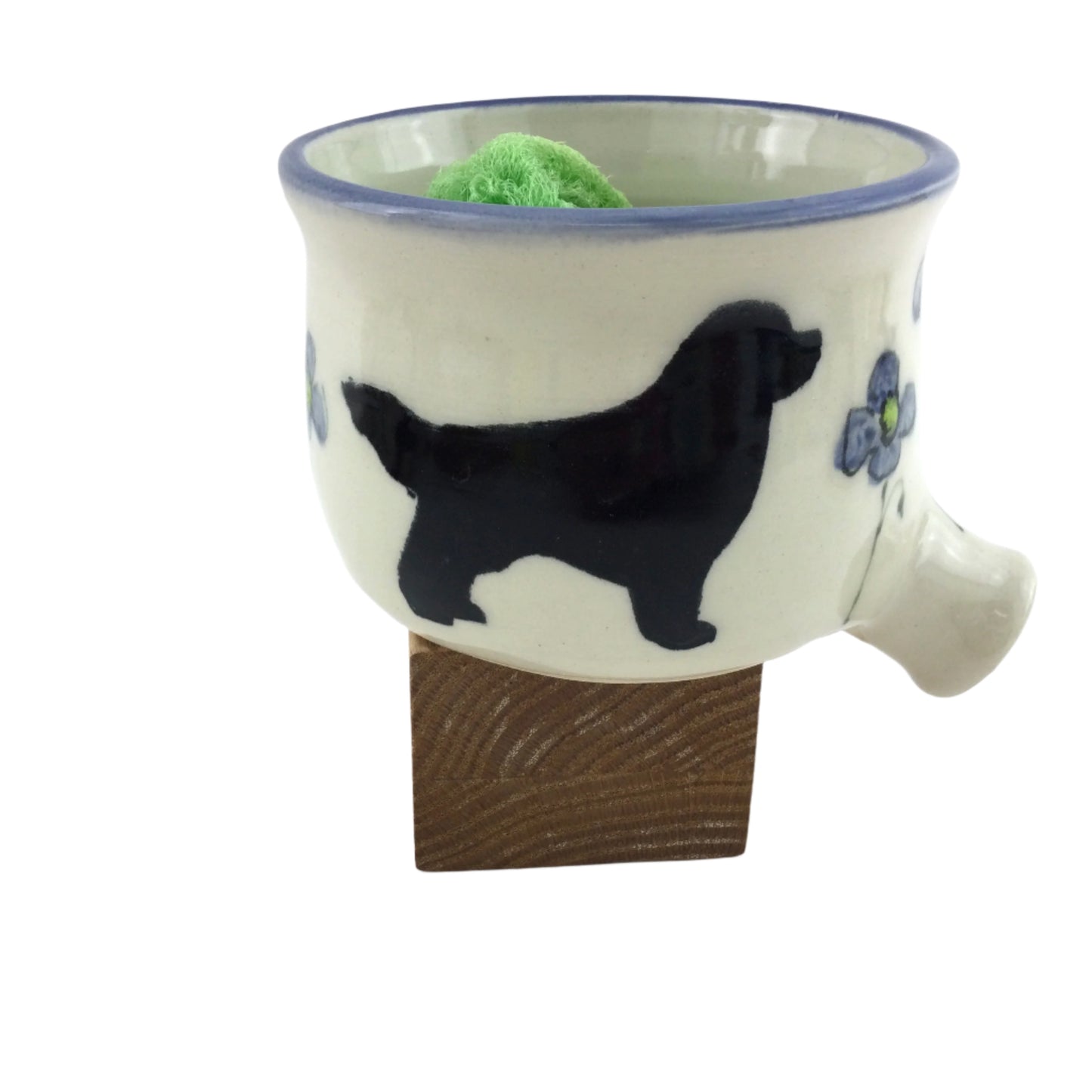 Blue Poppy Sink Pot with Black Newfoundland Dog