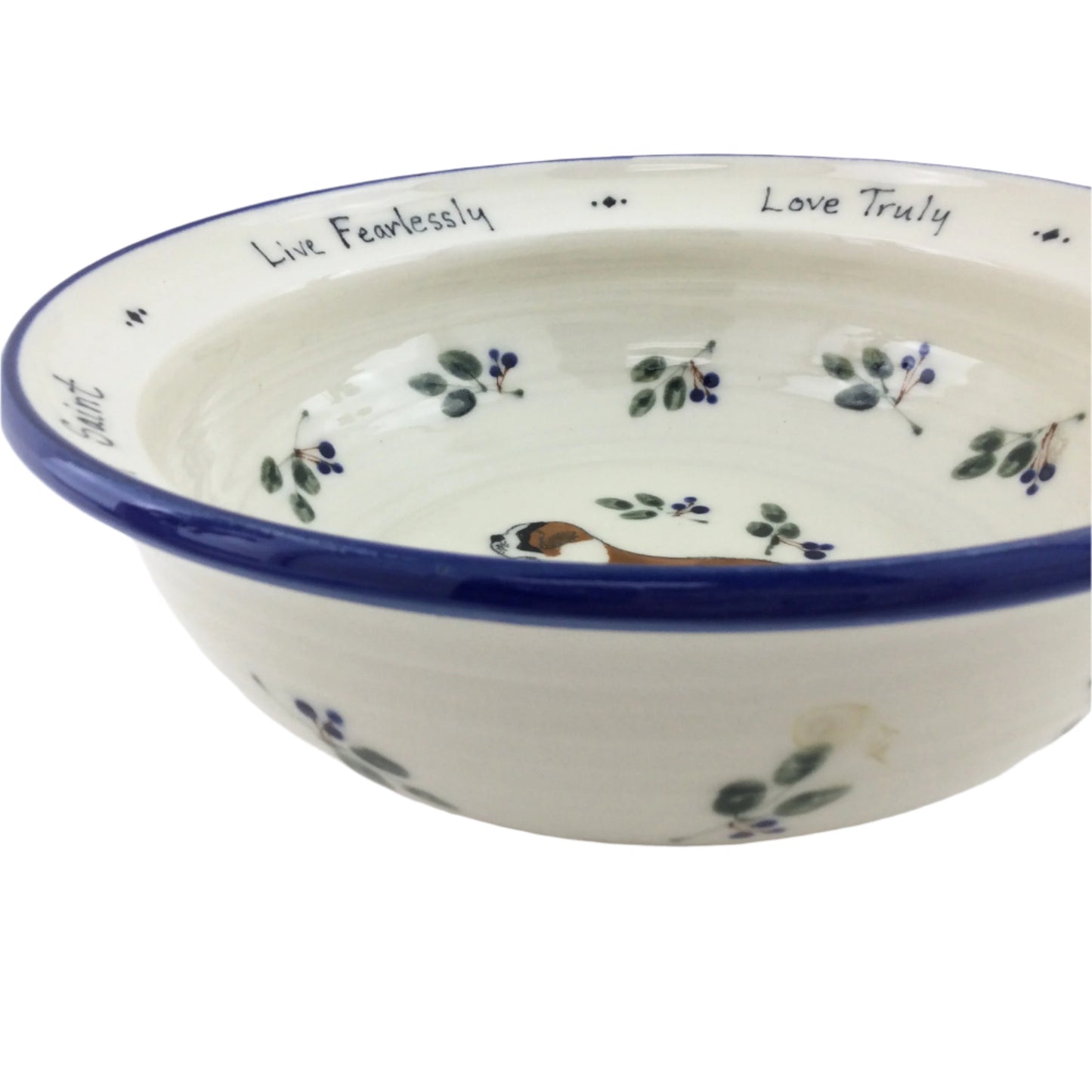 Large Serving Bowl with St. Bernard and Blueberry Pattern