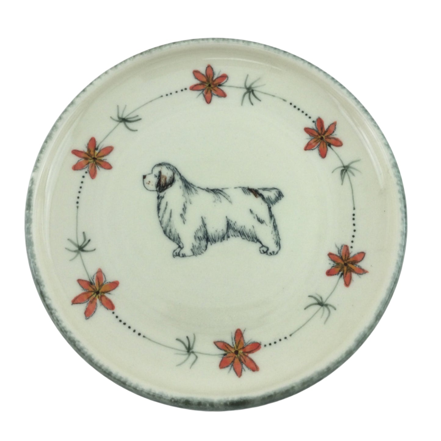9 Inch plate with Clumber and Prairie Lily
