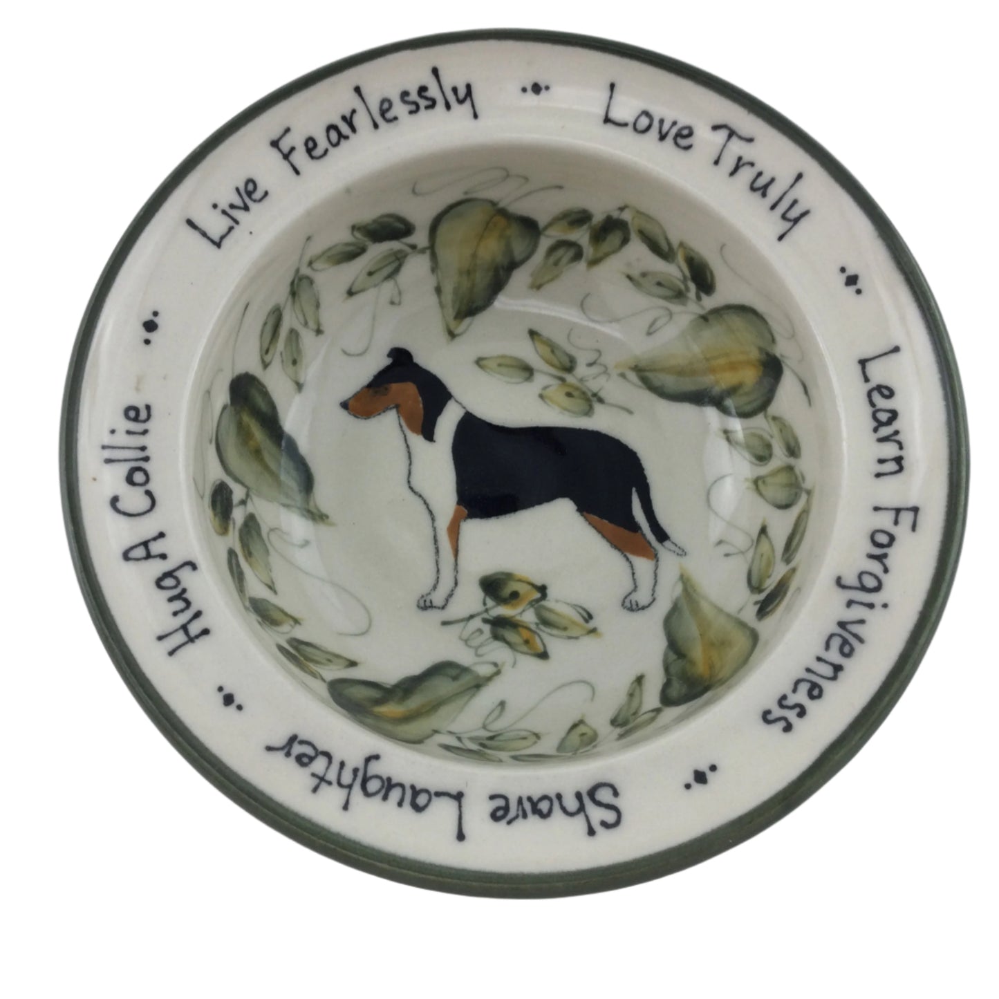 Small Bowl with Smooth Coat Collie and Ivy Design