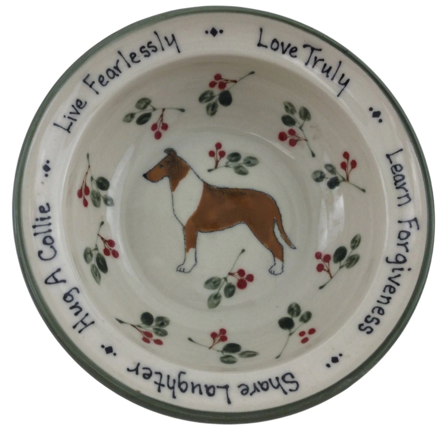 Small Bowl with Smooth Coat Collie and Lingonberry Pattern