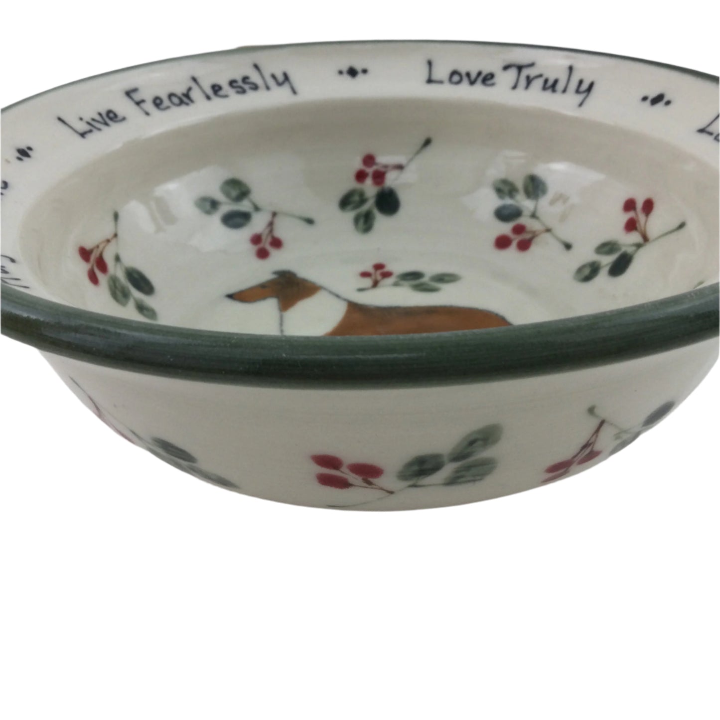Small Bowl with Smooth Coat Collie and Lingonberry Pattern