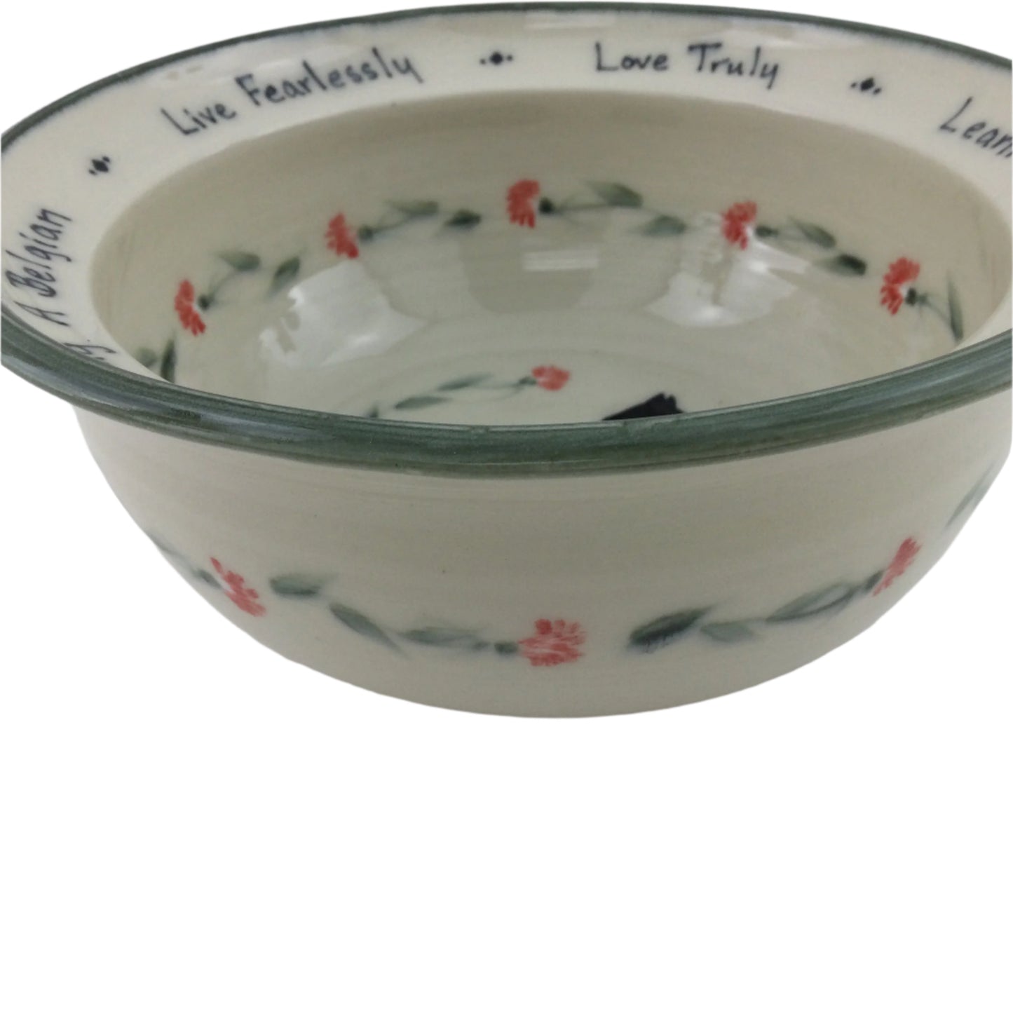 Medium Bowl with Carnations and Belgian Shepherd