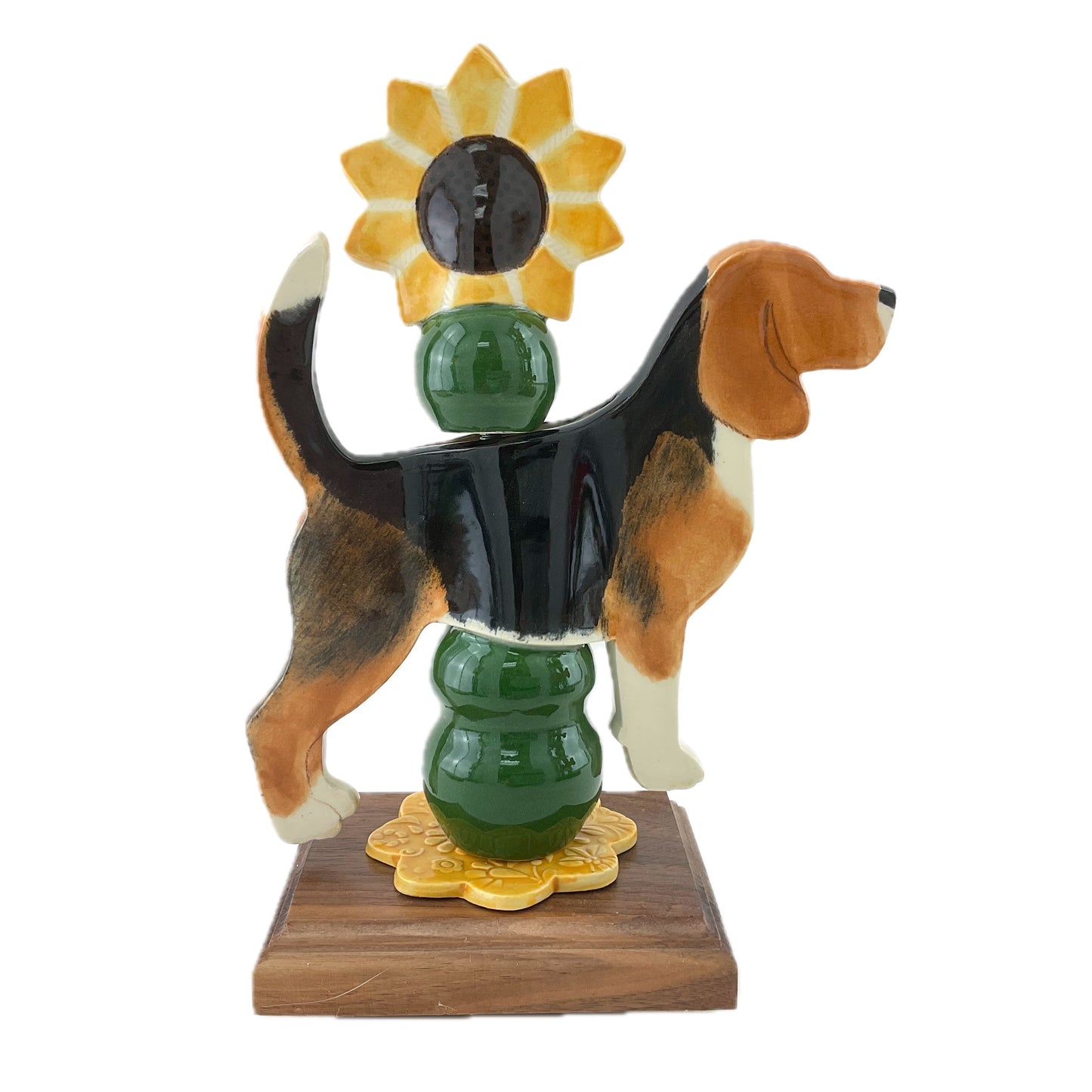 Small Tabletop Totem with Beagle and Sunflower