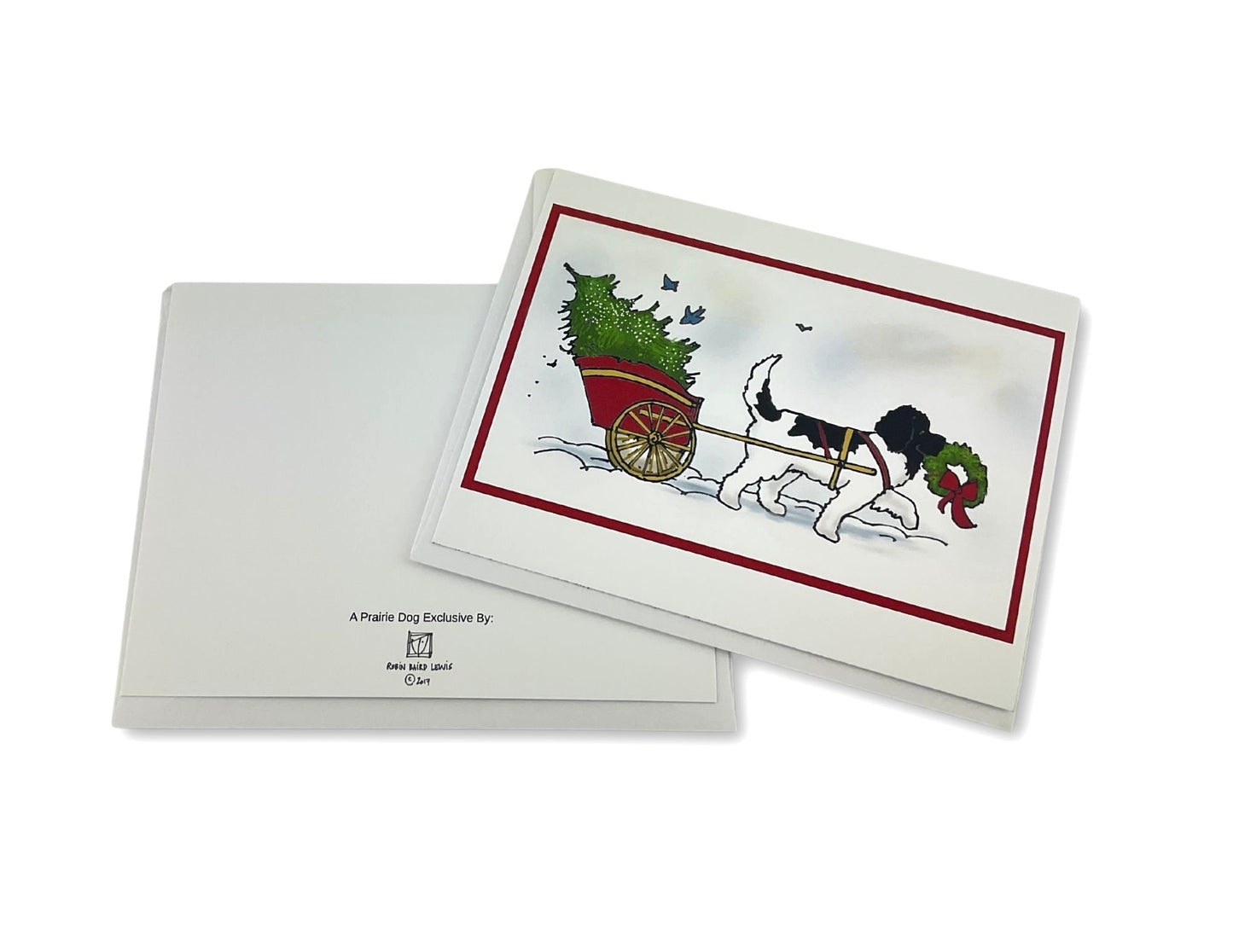 Landseer Newfoundland Christmas Cart Notecard