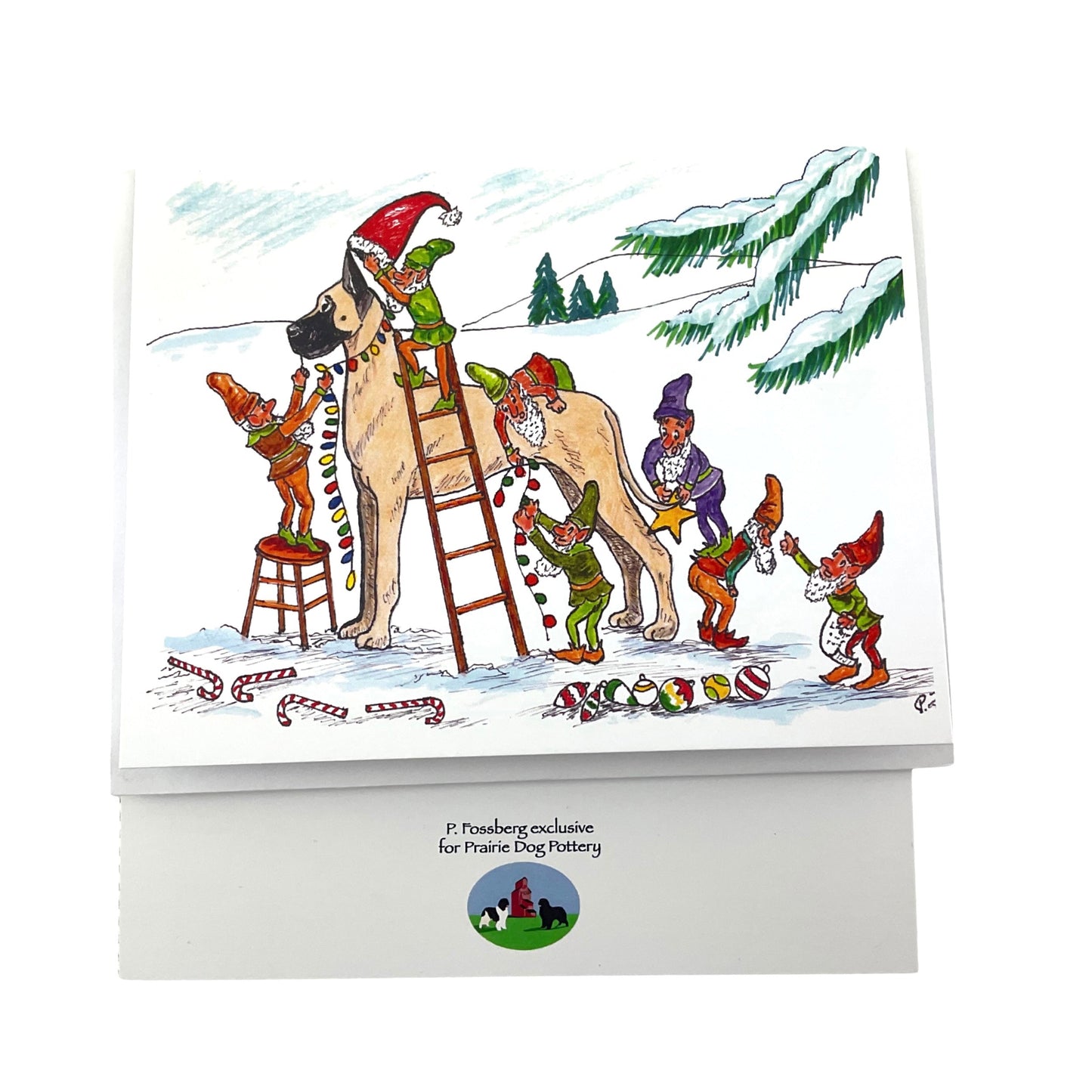 Great Dane Holiday Notecard- Decorating the Dane!