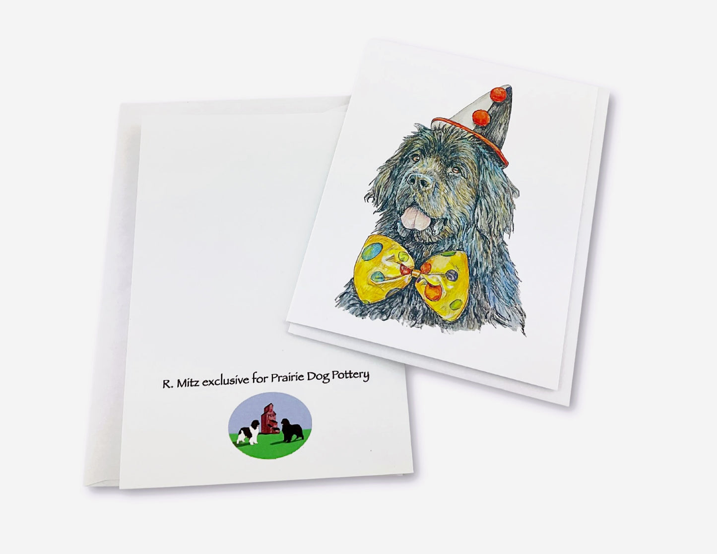 Newf Clown with Yellow Bow Tie Notecard
