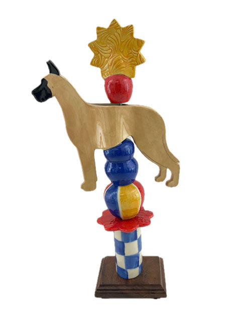 Great Dane Tabletop Totem in Red, Yellow and Blue