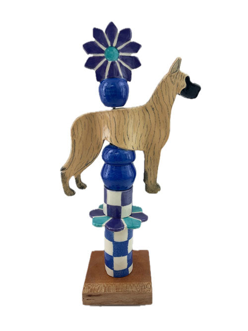 Great Dane Tabletop Totem in Blues and Purple