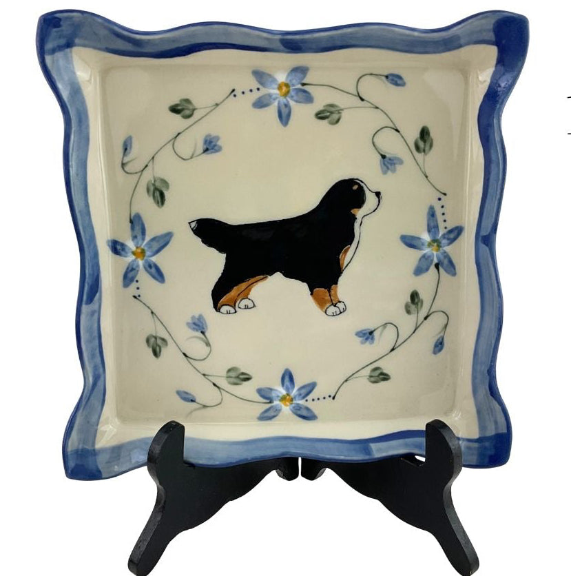Square platter with Bernese Mountain Dog