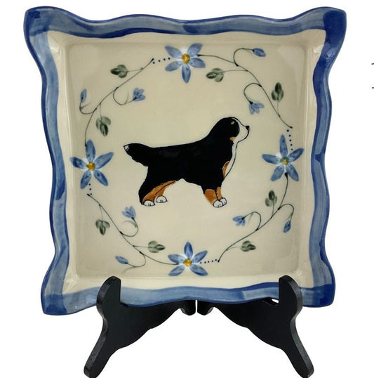 Square platter with Bernese Mountain Dog