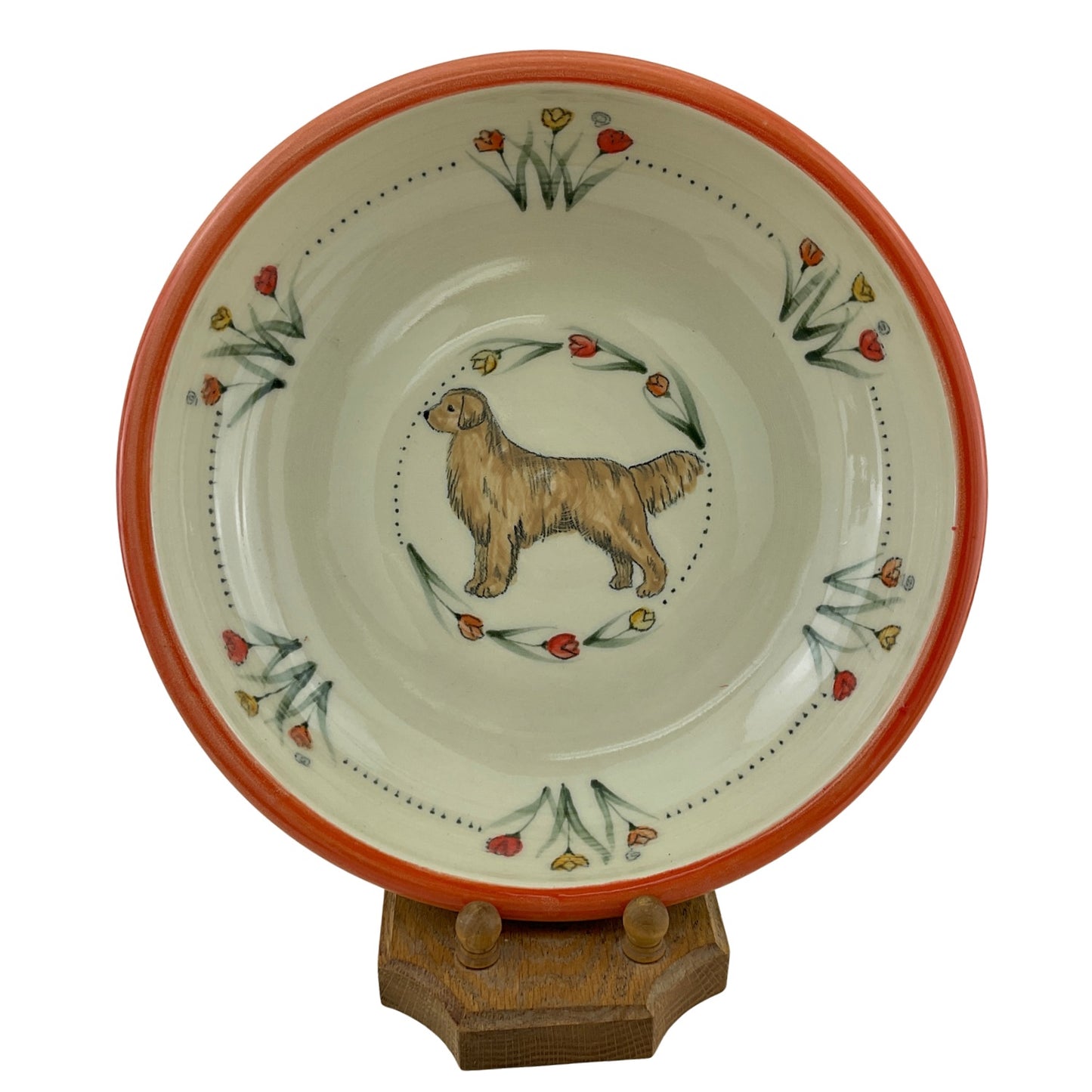 Tulip Serving Bowl with Golden Retriever