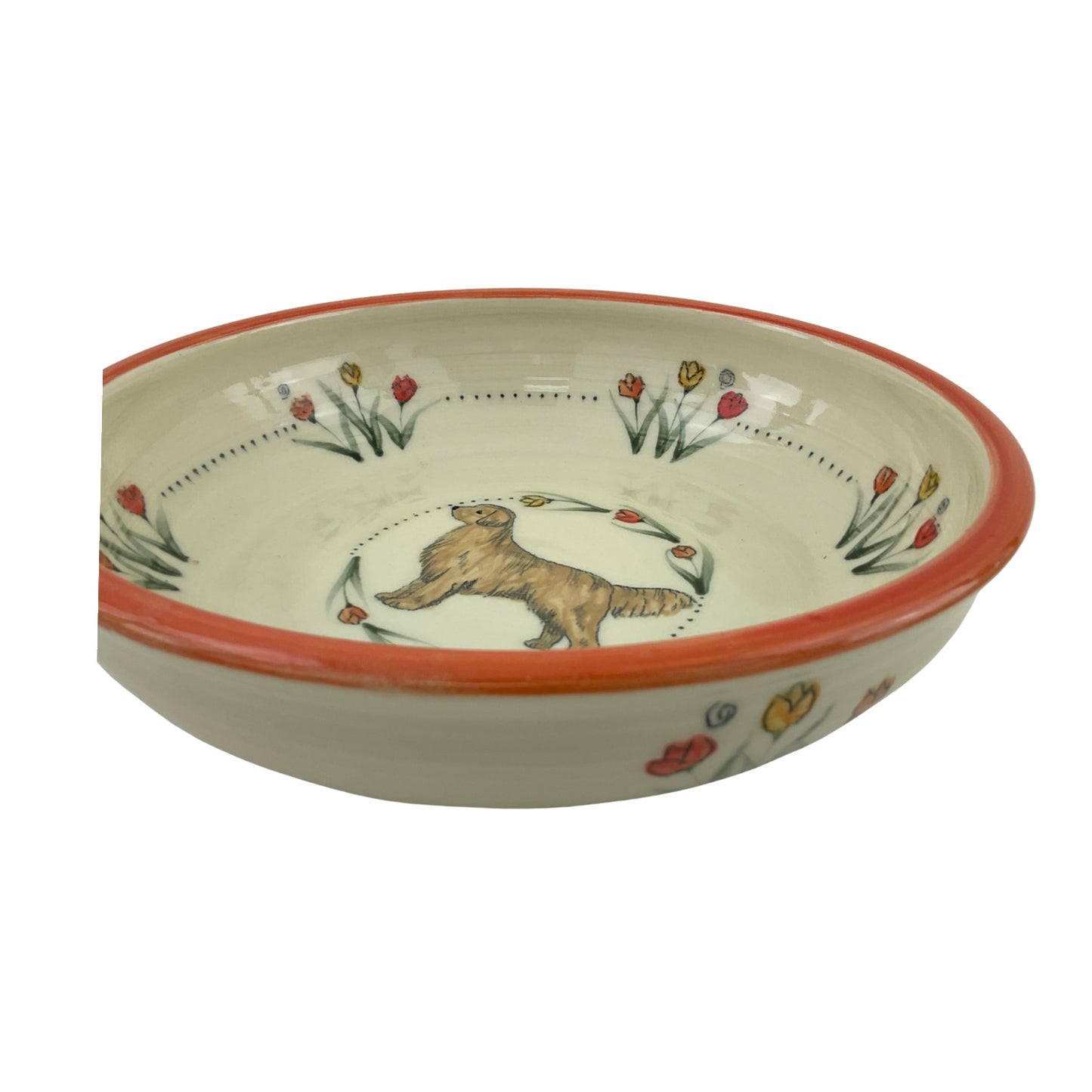 Tulip Serving Bowl with Golden Retriever