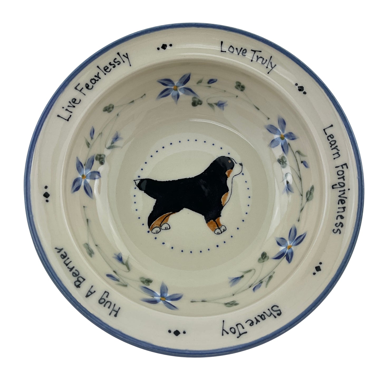 Hug A Berner Serving Bowl with Blue Columbine Flowers