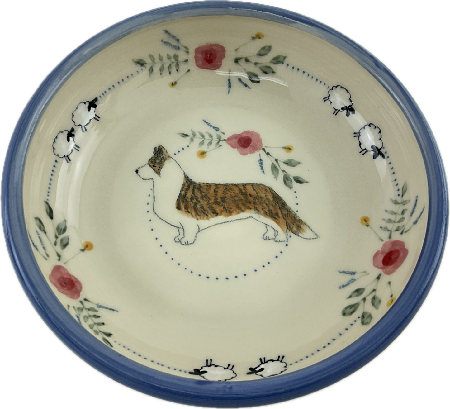 Vintage Rose pattern Bowl with Cardi and Some Sheep