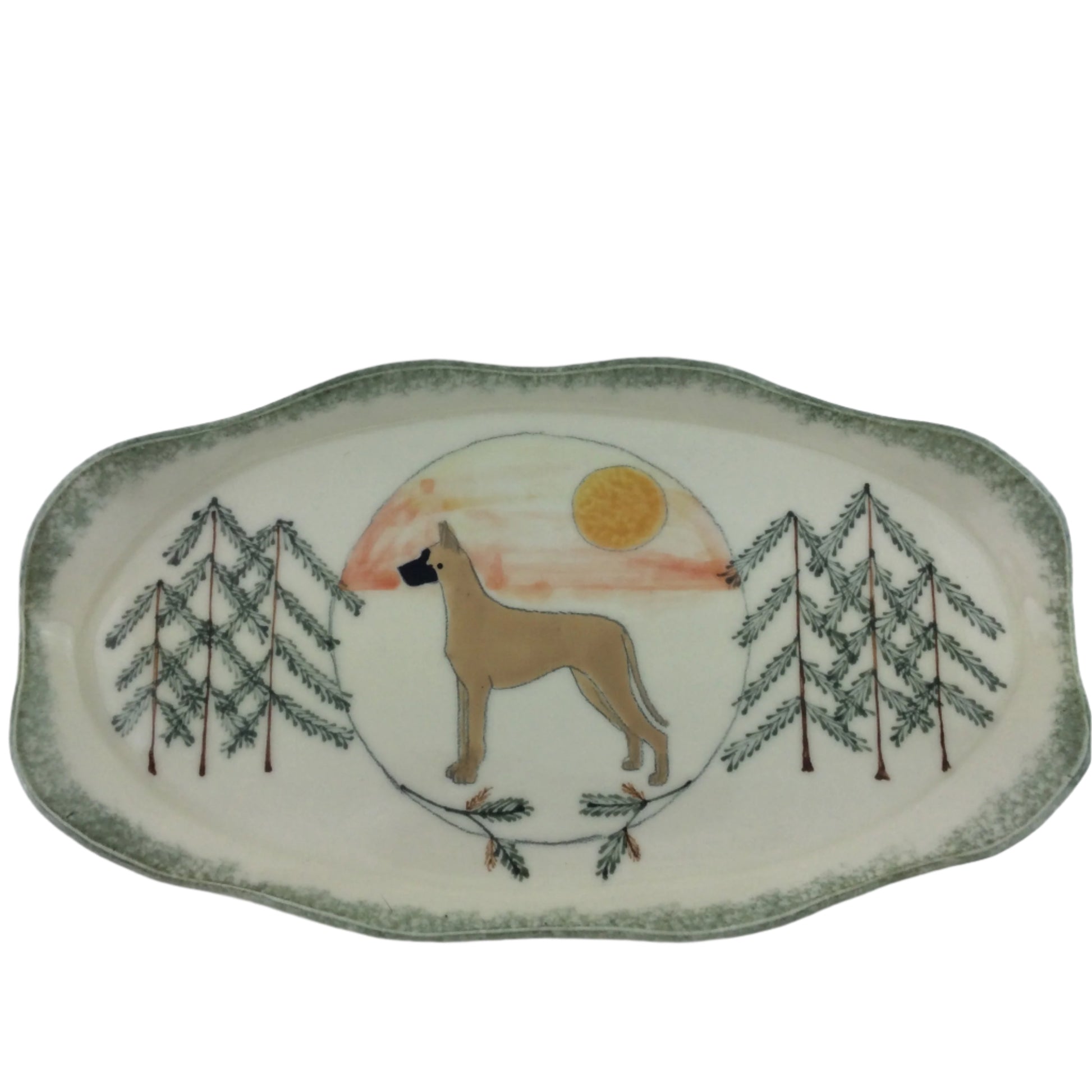 Buff Great Dane oval platter
