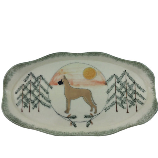 Buff Great Dane oval platter