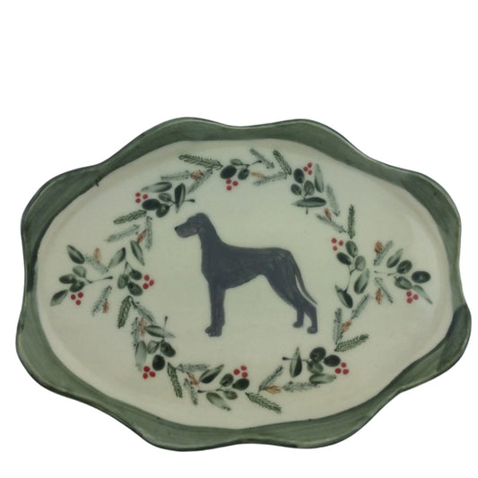 Medium Oval Plate with Great Dane