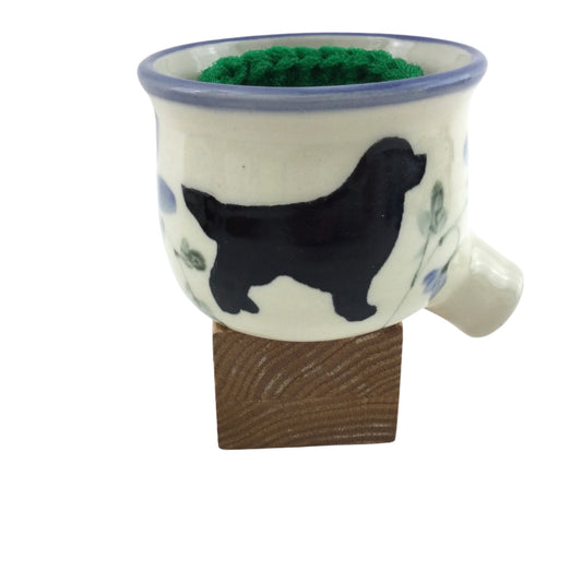 Blue Columbine and Black Newf Sink Pot
