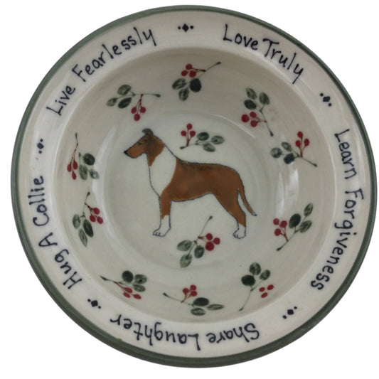 Small Bowl with Smooth Coat Collie and Lingonberry Pattern